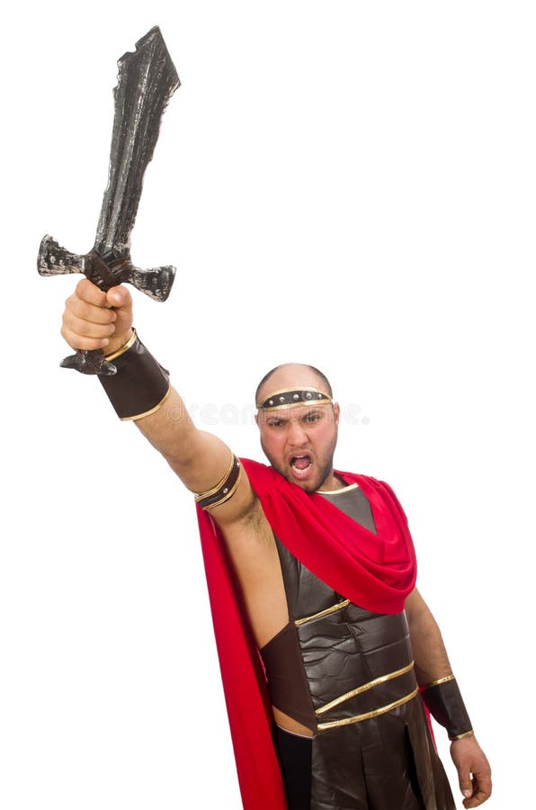 Gladiator with Sword Isolated on the White Stock Image - Image of ...