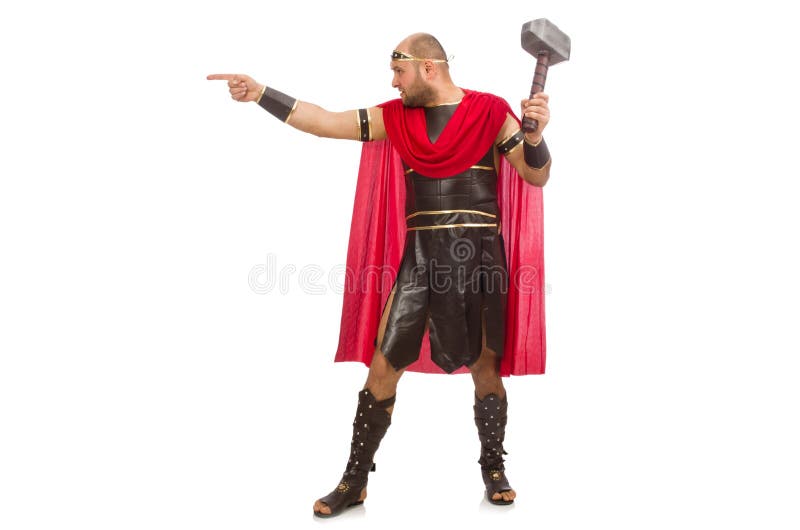 Gladiator z młotem odizolowywającym na bielu zdjęcia royalty free Gladiator z młotem odizolowywającym na bielu zdjęcia royalty free