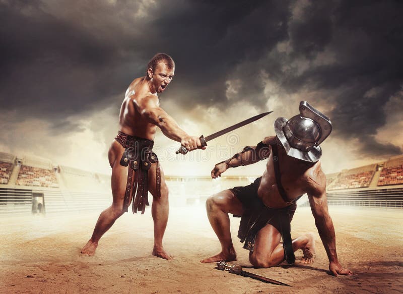 [IMAGE:https://thumbs.dreamstime.com/b/gladiators-fighting-arena-colosseum-gladiator-won-sand-41010772.jpg]