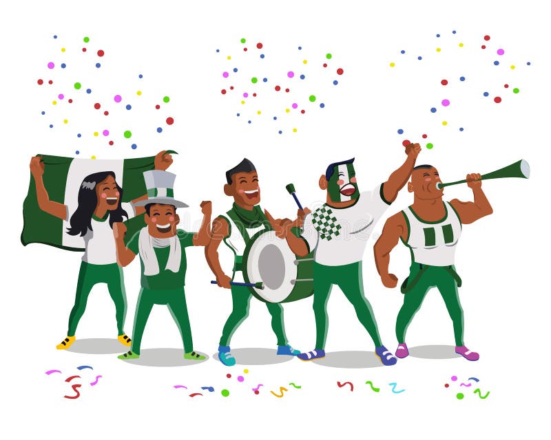 Gladlynt Nigeria nationell fotboll Team Supporter Crowd Having Fun stock illustrationer Gladlynt Nigeria nationell fotboll Team Supporter Crowd Having Fun stock illustrationer