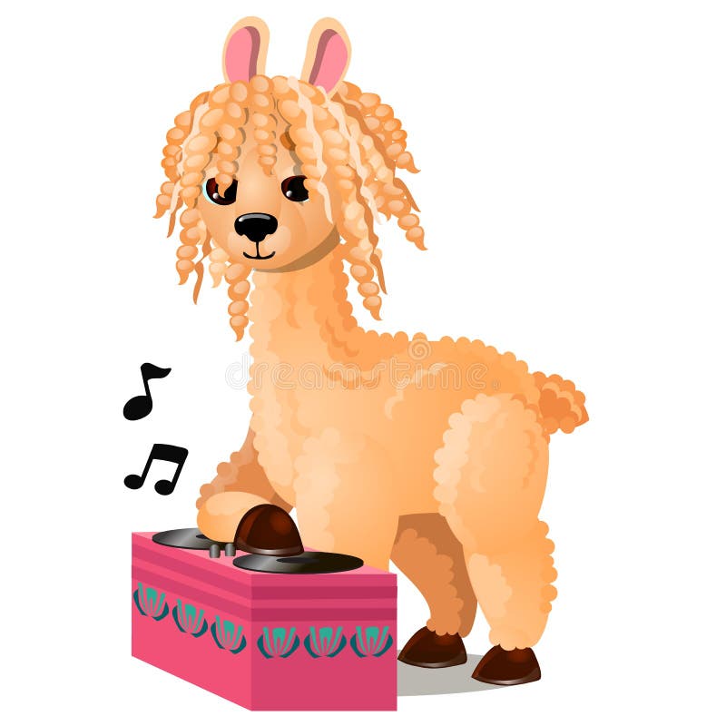 Glama bonito do lama ou da Lama que escuta a música isolada no fundo branco Ilustração do close-up dos desenhos animados do vetor ilustração stock Glama bonito do lama ou da Lama que escuta a música isolada no fundo branco Ilustração do close-up dos desenhos animados do vetor ilustração stock