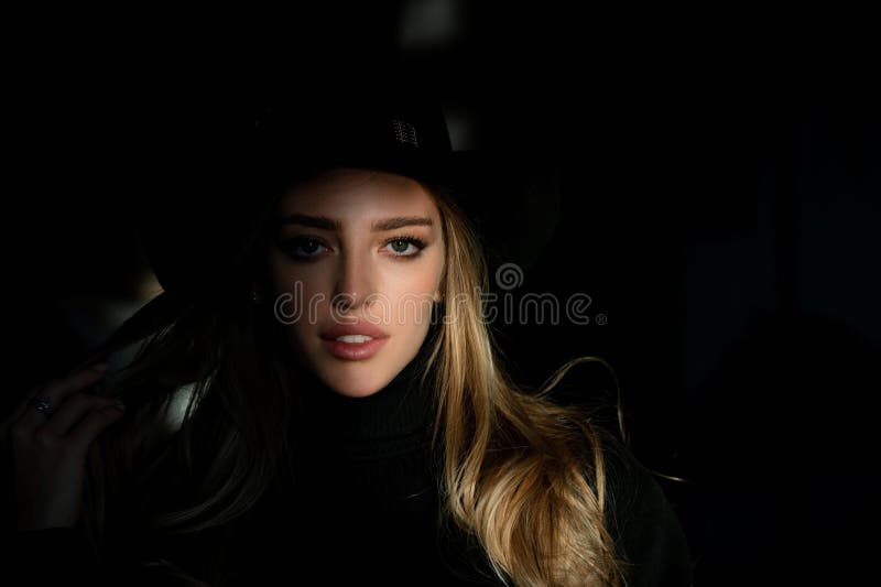 Glamor woman portrait, dark beautiful face, female isolated on black background, stylish sexy look, young lady in studio