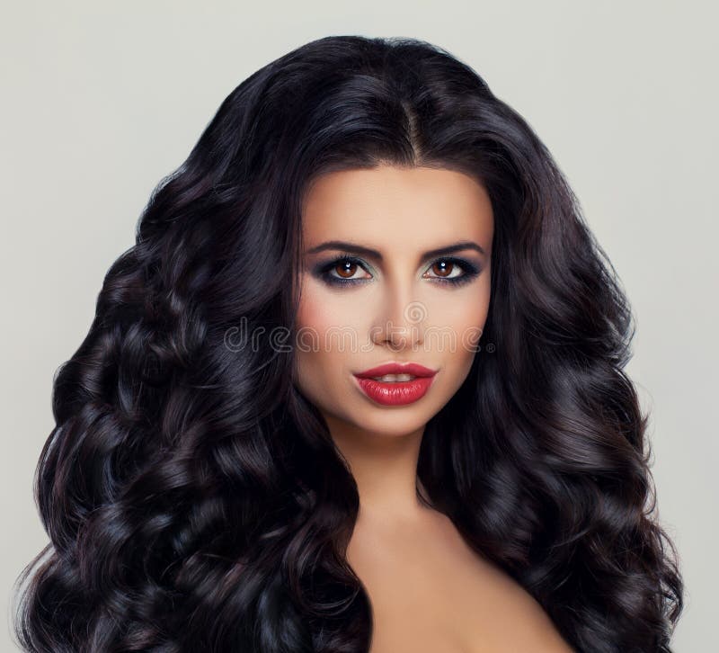 Glamorous Brunette Woman With Long Curly Hair Stock Image Image Of Curling Brunette 85918487 
