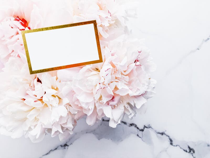 Download Glamorous Business Card Or Invitation Mockup And Bouquet Of Peony Flowers, Wedding And Event ...
