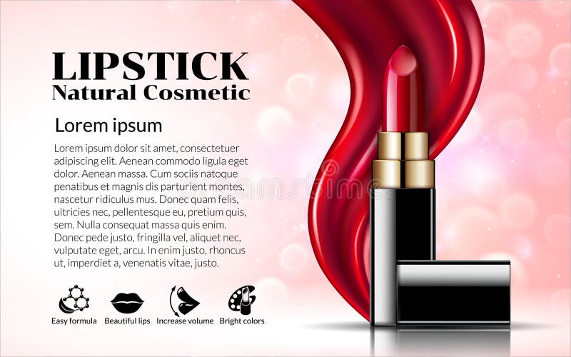 Glamorous Fashion lipstick ads elegant liquid flowing lipsticks for makeup scarlet pink background Cosmetics Product. Glamorous Fashion lipstick ads elegant vector illustration Glamorous Fashion lipstick ads elegant liquid flowing lipsticks for makeup scarlet pink background Cosmetics Product. Glamorous Fashion lipstick ads elegant vector illustration