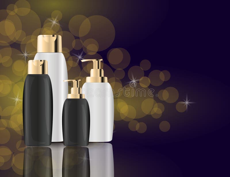 Glamorous Hair Care Products Black Packages on the Sparkling Effects  Background. Mock-up 3D Realistic Vector Illustration Stock Vector -  Illustration of isolated, background: 105550710