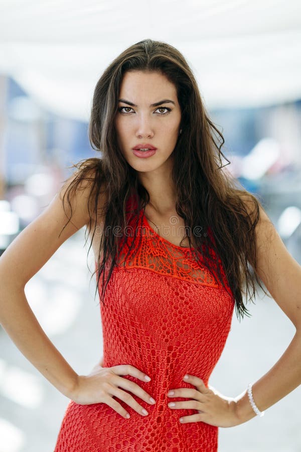 Perfect Brunette Posing Outdoor Stock Photo Image Of Hair Elegance