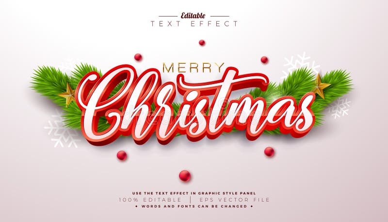 Glamour effetto testo 3d natale. effetto grafico vettoriale modificabile e scalabile con incisione tipografica rossa royalty illustrazione gratis