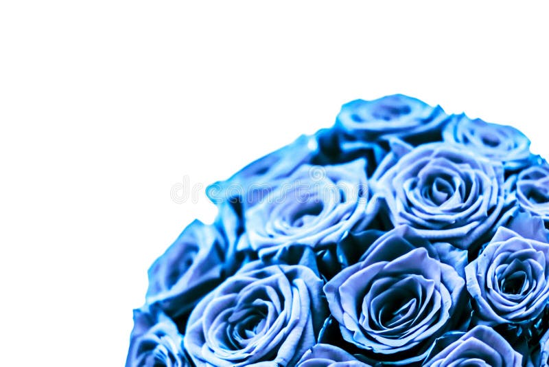 Glamour luxury bouquet of blue roses, flowers in bloom as floral holiday background