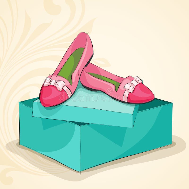 Glamour woman's pink ballet flats stock illustration