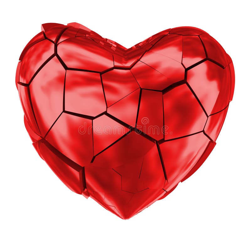 Breaking red heart cracks all around. Bad feeling, end of relationship, grief or disappointment. Breaking red heart cracks all around. Bad feeling, end of relationship, grief or disappointment.