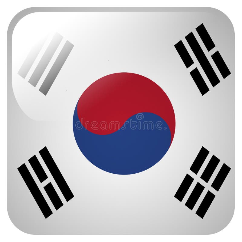 Glansig symbol med flaggan av Sydkorea stock illustrationer Glansig symbol med flaggan av Sydkorea stock illustrationer