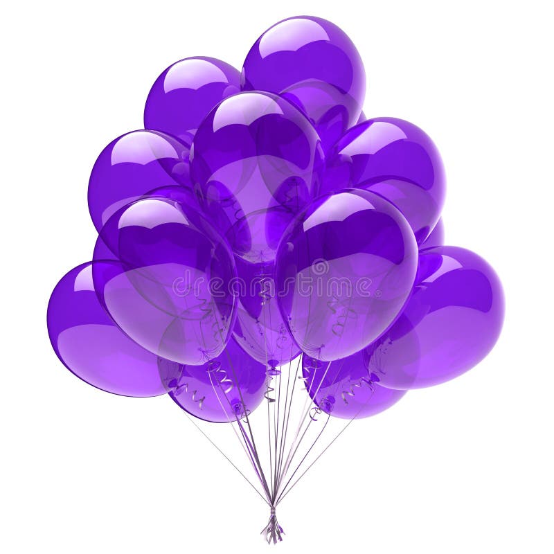 Glansigt för purpurfärgad för helium för partiballonger violett grupp för ballong vektor illustrationer Glansigt för purpurfärgad för helium för partiballonger violett grupp för ballong vektor illustrationer