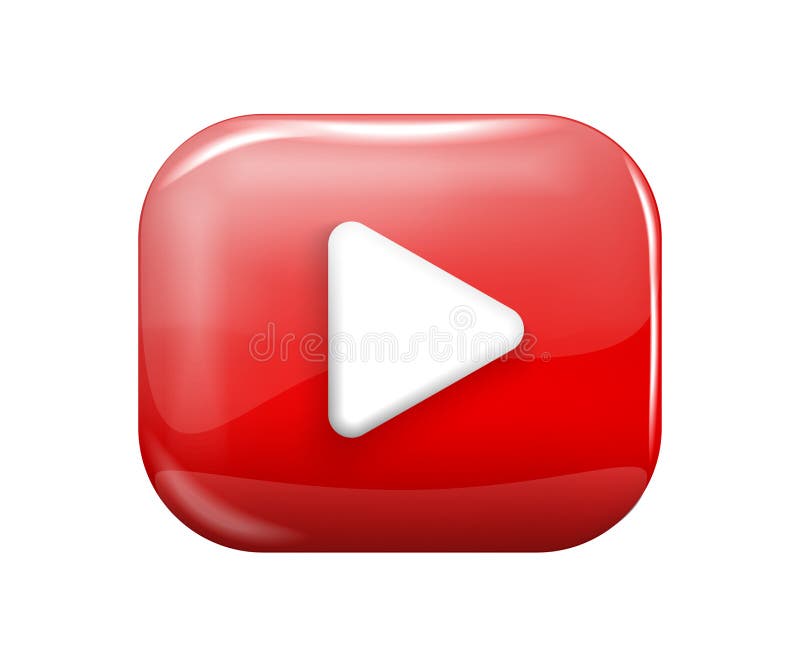Glanz 3D youtube Logo Social Media rot Hochglanz mit weißer Play-Taste youtube Icon lizenzfreie abbildung