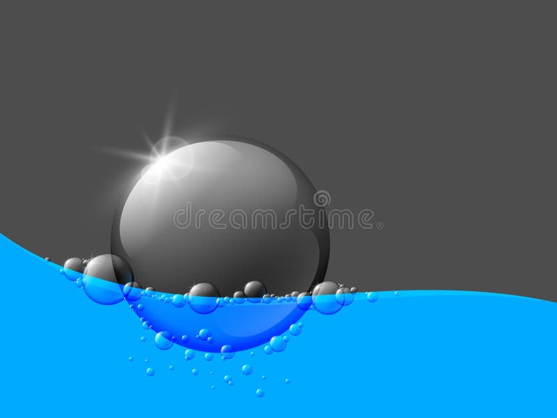 Glanzende glasbel in water vector illustratie Glanzende glasbel in water vector illustratie