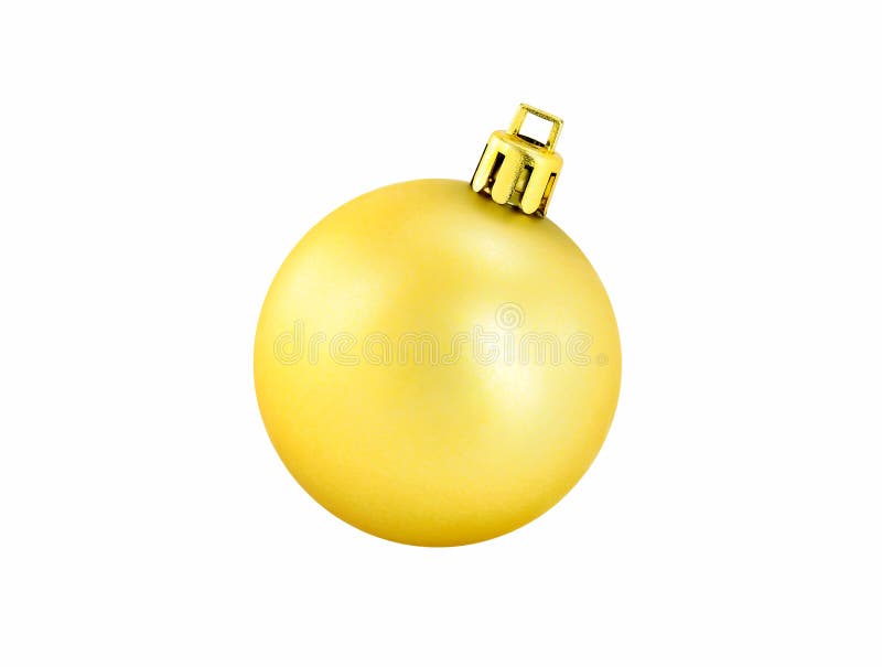 Glanzende gouden die Kerstmisbal op witte achtergrond wordt geïsoleerd