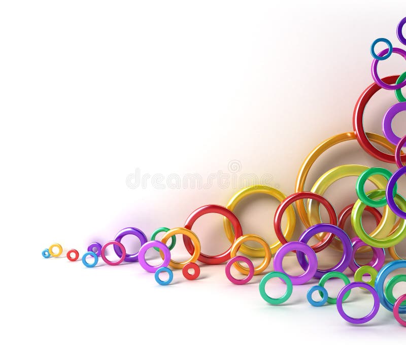 Glanzende kleurrijke cirkels onder witte muur vector illustratie Glanzende kleurrijke cirkels onder witte muur vector illustratie