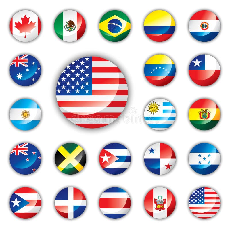 Glanzende knoopvlaggen - Amerika
