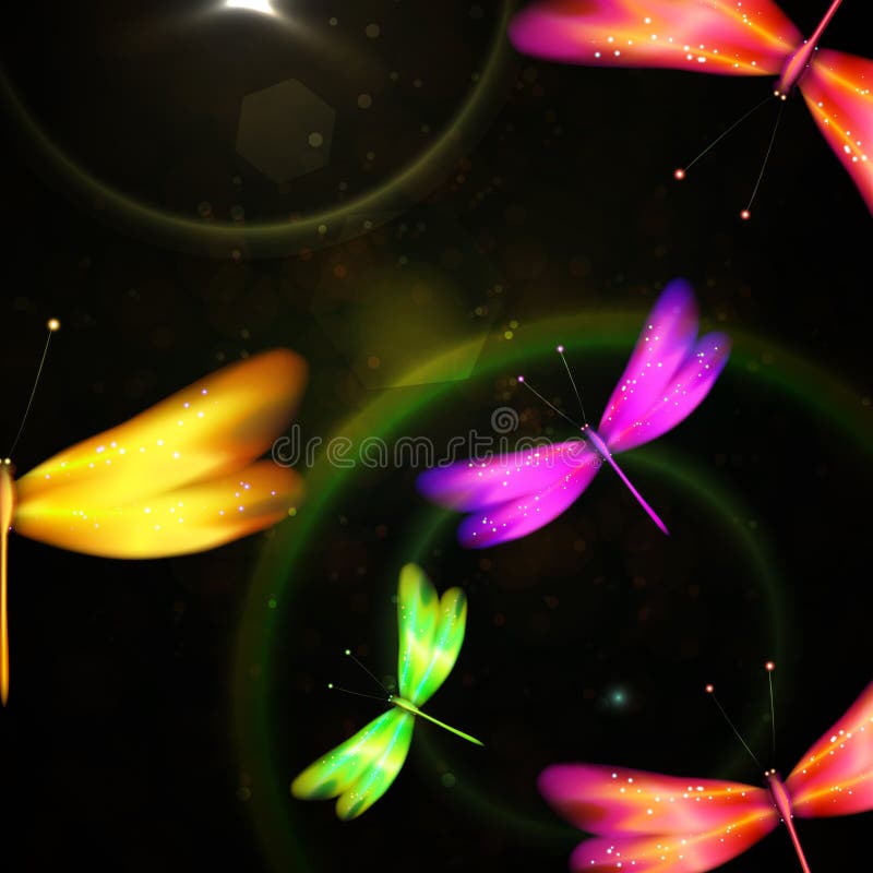 Shiny abstract dragonfly, futuristic colorful illustration. Shiny abstract dragonfly, futuristic colorful illustration