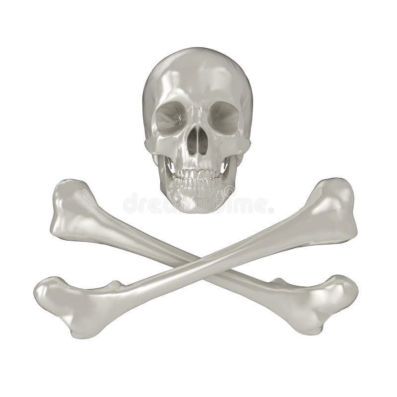 Glanzende schedel en gekruiste knekels vector illustratie Glanzende schedel en gekruiste knekels vector illustratie