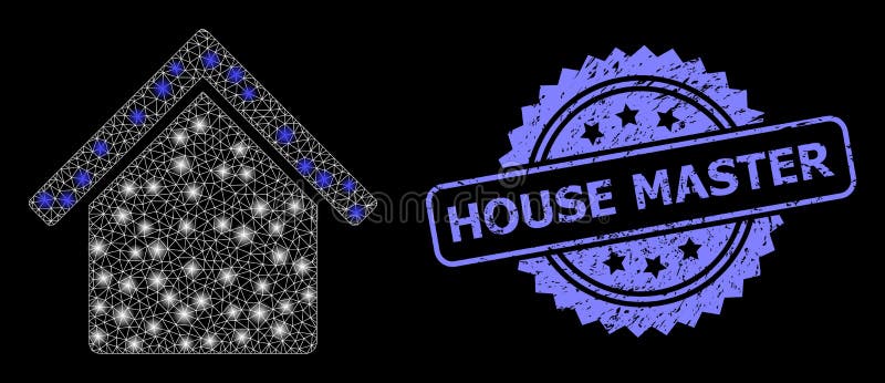 Rubber House Master Stamp and Bright Web Mesh House with Glare Spots royalty free illustration
