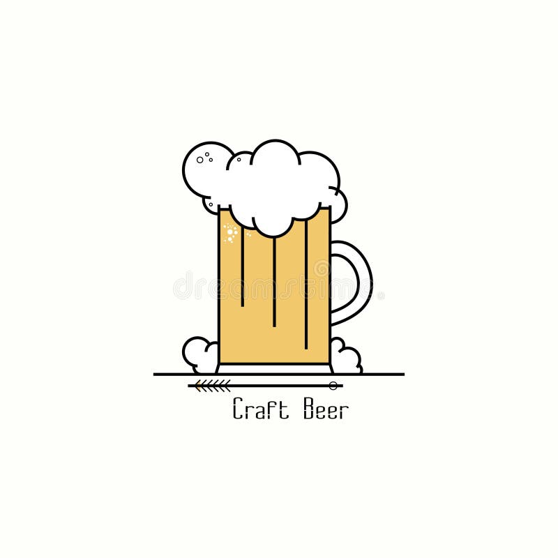 Glas bier met schuim Van het het kentekenembleem van de lijnkunst het ontwerpmalplaatje royalty-vrije illustratie Glas bier met schuim Van het het kentekenembleem van de lijnkunst het ontwerpmalplaatje royalty-vrije illustratie