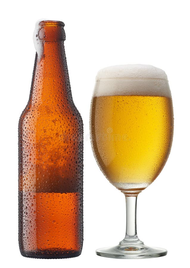 Glas Bier mit Flasche