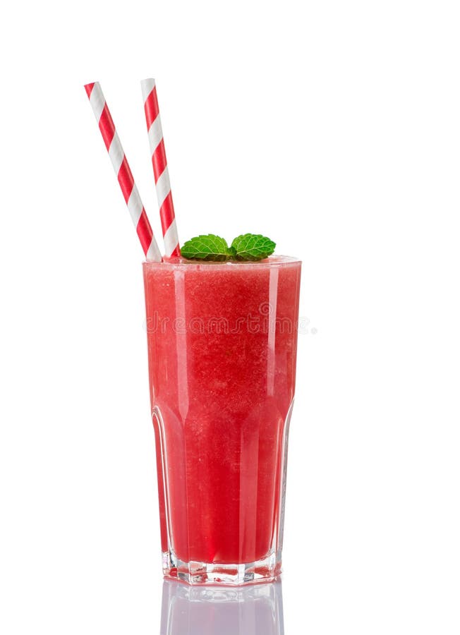Glas frischer Wassermelonensaft lokalisiert auf Weiß lizenzfreie stockfotografie Glas frischer Wassermelonensaft lokalisiert auf Weiß lizenzfreie stockfotografie