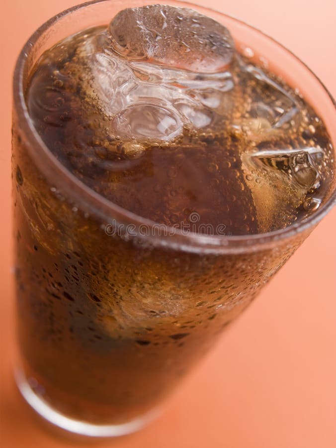 Close up of Glass of Cola with Ice Cubes. Close up of Glass of Cola with Ice Cubes