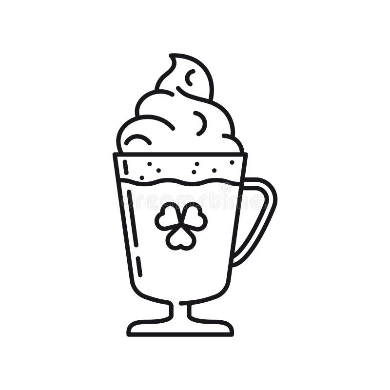 Glas som vektorlineikon för irish-kaffe royaltyfri illustrationer