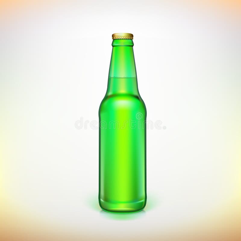 Glasbiergrünflasche. Produktverpackung. stock abbildung