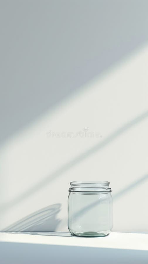 Glass Jar on White Shelf. AI generated. Glass Jar on White Shelf. AI generated