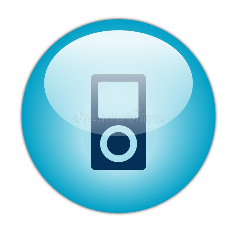 Glasartiges Blaues Musikplayer-Symbol vektor abbildung