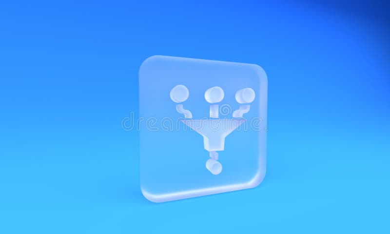 Glaskollen oder Filtersymbol isoliert auf blauem Hintergrund. Quadratischer Glasknopf 3D-Darstellung lizenzfreie abbildung