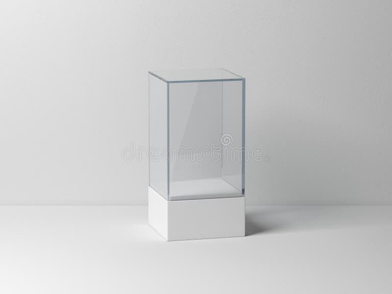 Glasruta Mockup med vit podium för produktpresentation