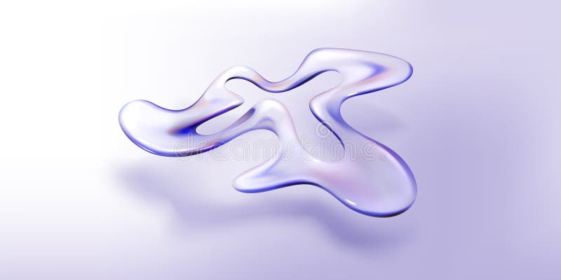Glass abstract liquid shape on purple background stock illustration