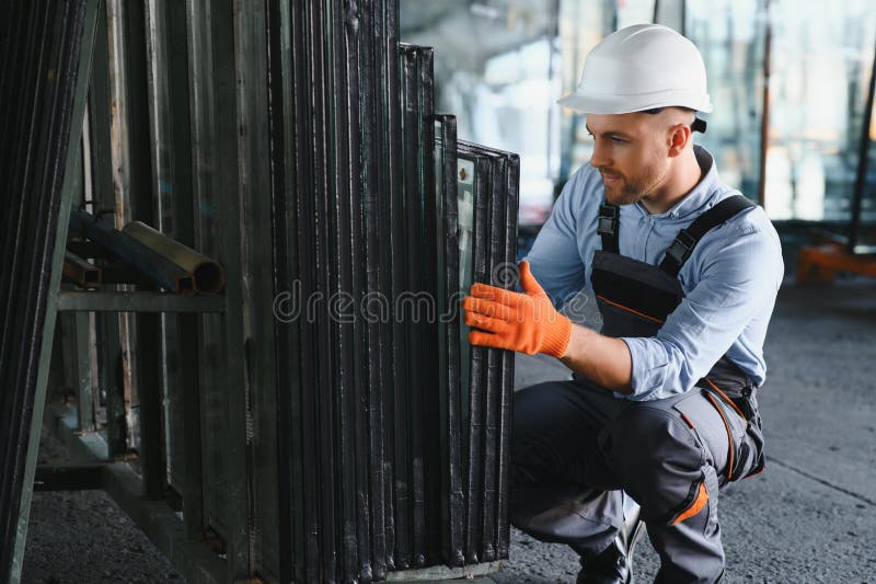 Glass,Aluminium and PVC Industry Workers Stock Image Image of