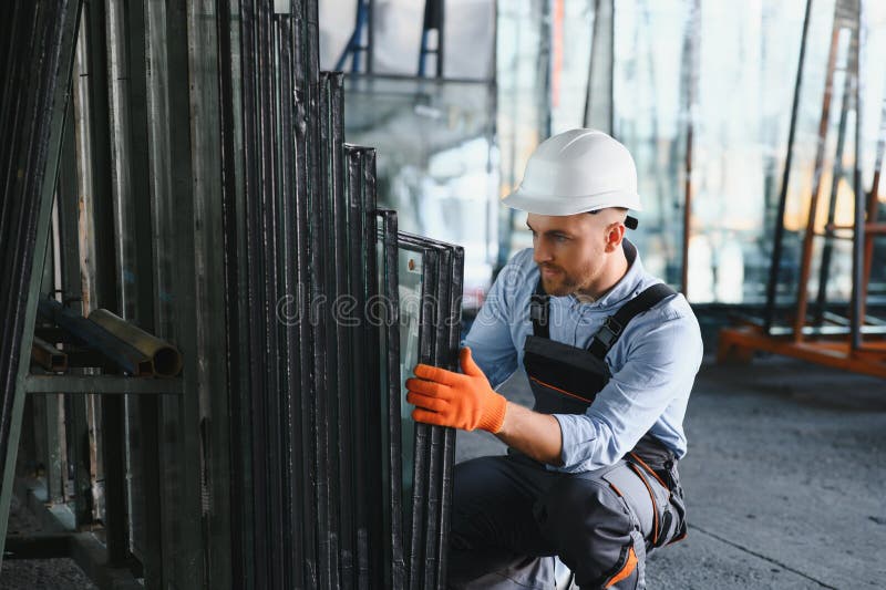 Glass,Aluminium and PVC Industry Workers Stock Image Image of