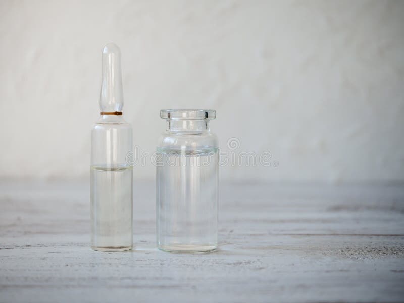 Glass Ampoules with Medication in the Table Stock Image Image of