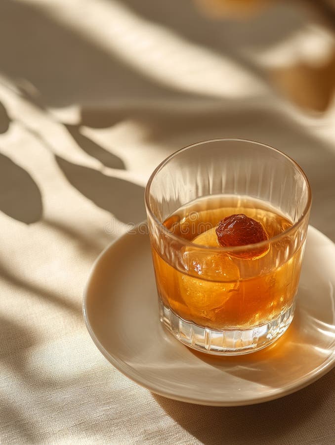 Glass of apricot liqueur with dried fruits versatile image for multiple purposes zdjęcia stock