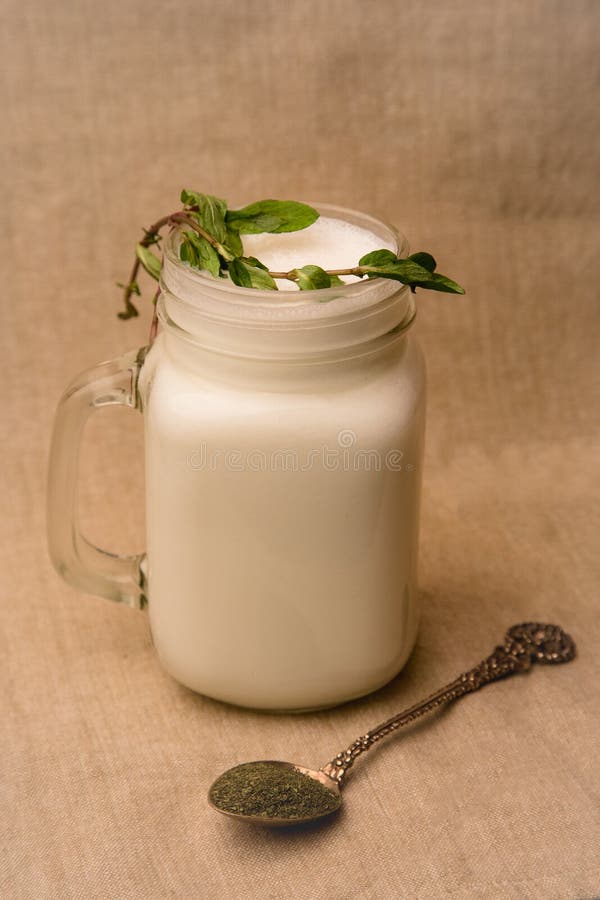 A glass of Ayran stock image. Image of fresh, cafeteria 89092017