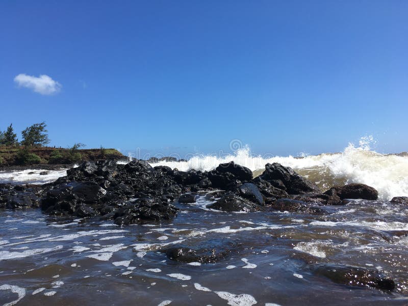 Glass Beach on Kauai Island, Hawaii. Stock Photo Image of beach, cave