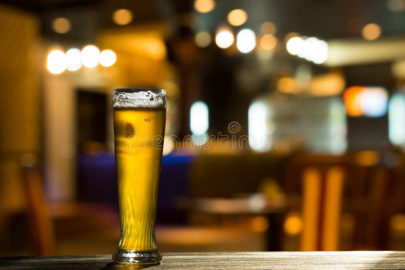 Glass of Beer on Bar Counter Stock Image Image of draught, brewed