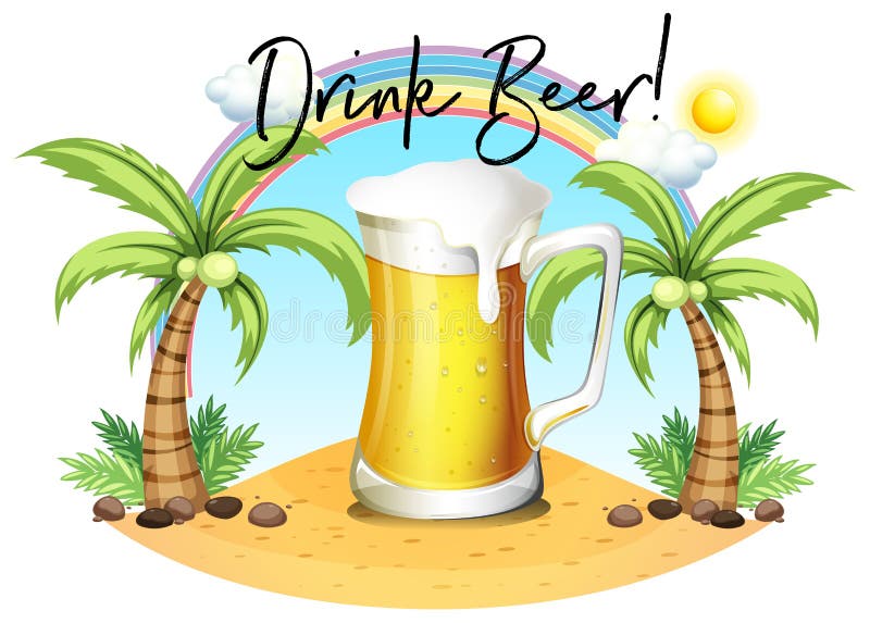 Beer on a beach stock vector. Illustration of counter - 56188030
