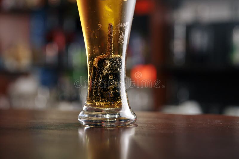 Glass Of Beer And Keys On Bar Table Stock Photo Image of