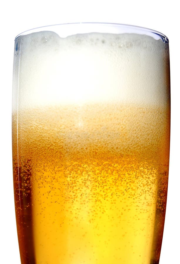 Glass of beer close-up with froth