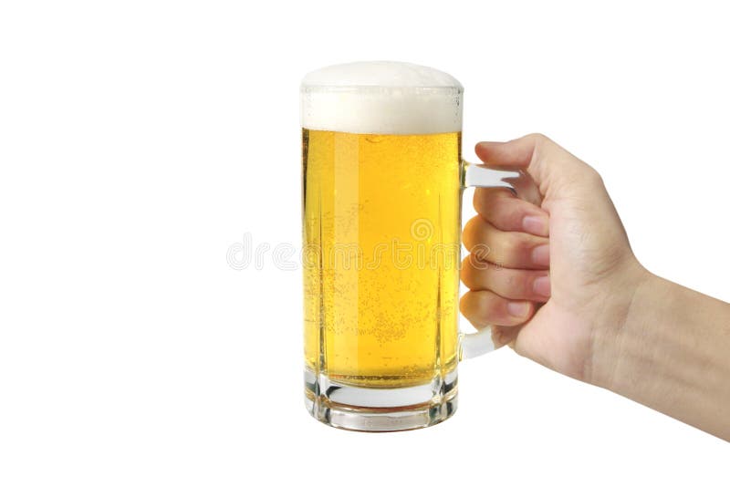 Glass of a Beer in Hand Isolated Stock Image Image of foam, group