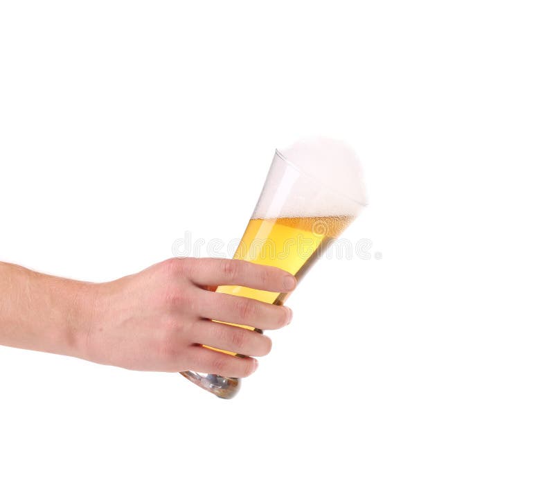 Glass of beer in hand. stock image. Image of full, elegance 41925755