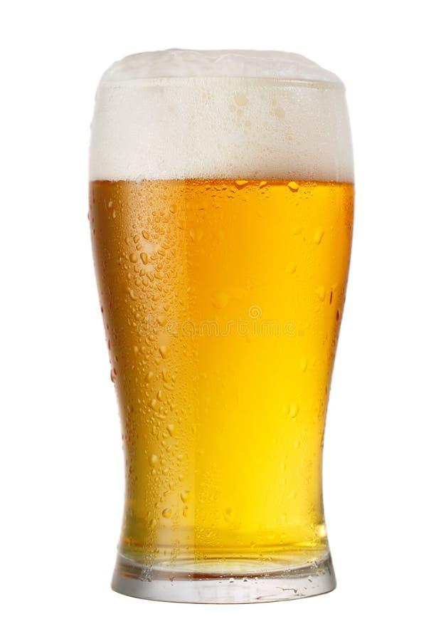 Glass of beer isolated on white background