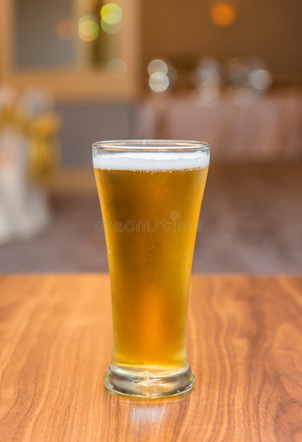 Glass of beer in pub and restaurant